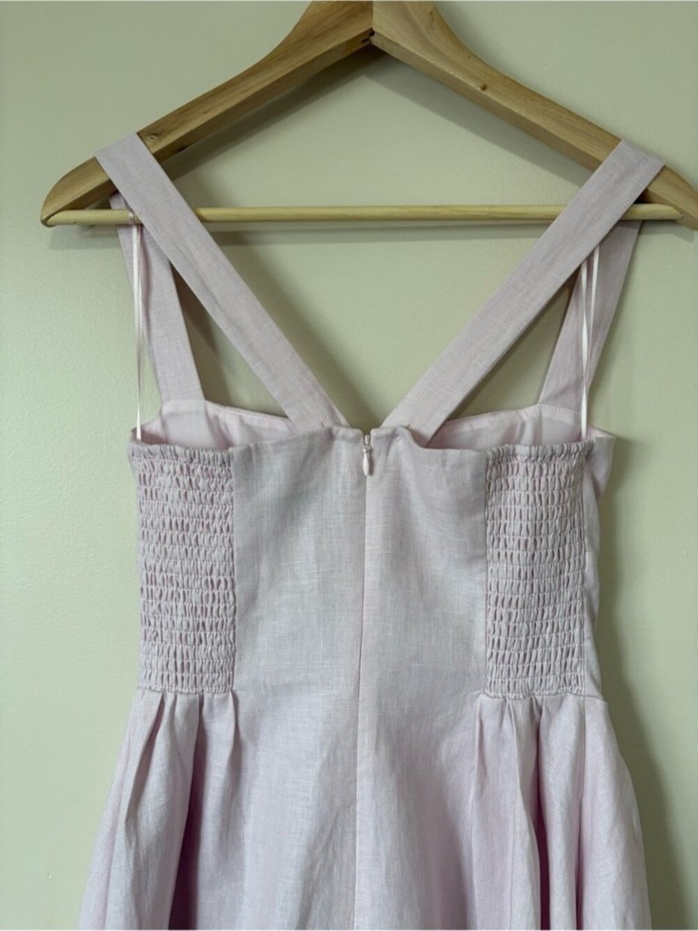 NEW Reformation Roma Midi Linen Dress Cherry Blossom Light Pink | US 0 UK 4 - Picture 9 of 15
